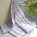 Baby Blanket Crochet Granny Square Purple White..