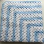 Crochet Granny Square Baby Blanket Blue White