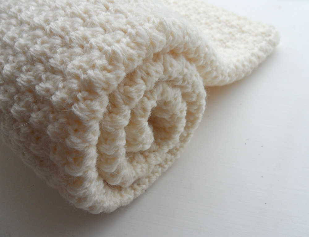 Crochet Blanket Afghan Lapghan Cream Throw