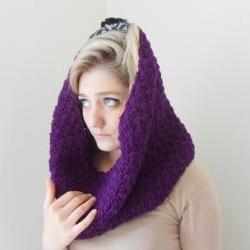 Crochet Cowl Purple Chunky..